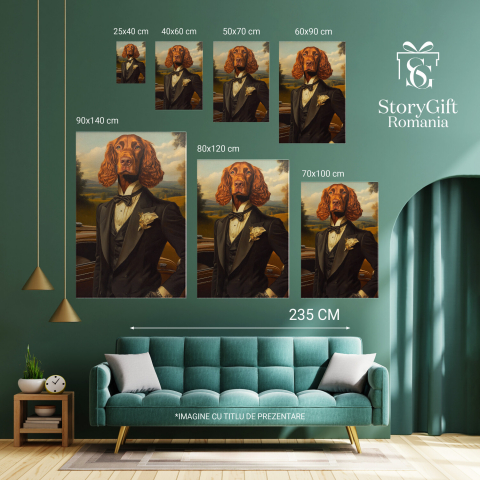  Tablou Canvas Personalizat Portret Retro Sacou Negru Și PapionMarime 100x70CM [5]