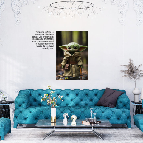 Tablou Canvas: Portret Yoda in natura tanar Războiul stelelor filme sf cu geanta de piele Pictura Digitala 40x25CM [1]