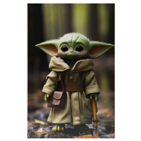 Personaje Desene Animate - Tablou Canvas: Portret Yoda in natura tanar Războiul stelelor filme sf cu geanta de piele Pictura Digitala 40x25CM