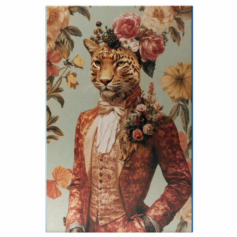 Abstract - Cavaler Regal cu Flori - Tinuta Roșie și Funda de Satin
Marime 40x25CM