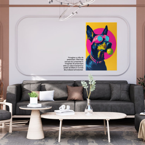 Tablou Canvas Portretul în Culori Contrastante Ciobănesc German cu Ochelari Desen Captivant , Pictura Digitala 40x25CM [1]