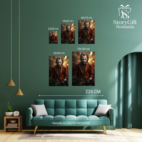 Tablou Canvas:  Portretul Joker-ului - dusmanul lui Batman suparat Pictura Digitala 40x25CM [1]