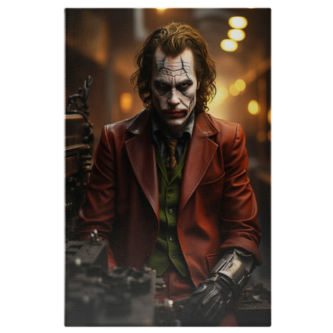Marimea 40x25CM - Tablou Canvas:  Portretul Joker-ului - dusmanul lui Batman suparat Pictura Digitala 40x25CM
