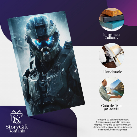 Tablou Canvas Master Chief din Jocul Halo | Artă Digitală de Război, Marime 40x25CM [1]