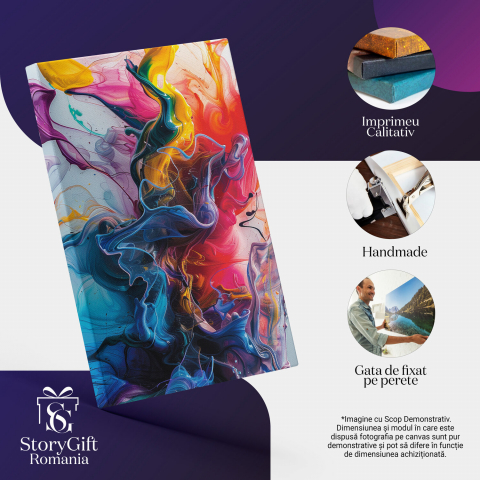 artă abstractă, decor interior, expresie artistică, energie creativă, cadou pentru iubitori de artă, pictură contemporană, culori vibrante, inspirație artistică, peisaje imaginative, Marime 40x25CM [1]