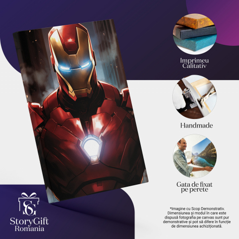Tablou Canvas Portret Iron Man | Pictură Digitală din Universul Marvel, Marime 40x25CM [1]
