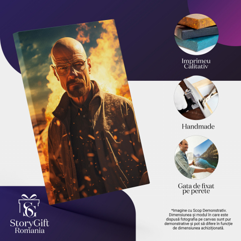 Tablou Canvas Breaking Bad | Portret Personaj Principal Pictură Digitală, Marime 40x25CM [1]