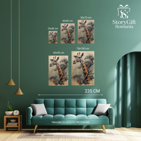 Portretul unei Girafe cu Urechile Ascuțite - Pictură Digitală, Marime 40x25CM [3]