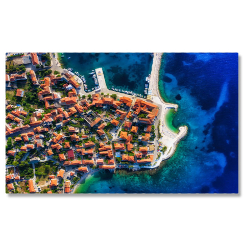 Peisaje cu Drona - Tablou Canvas Portul Pictoresc din Orasul Vechi Dubrovnik Dubrovnik, Croatia, oras vechi, apus, port 1729 40x25CM