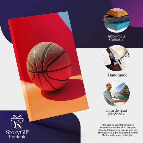 Tablou Canvas Precizie și Concentrare - Mingea de Baschet în Centrul Atenției, Marime 40x25CM [1]