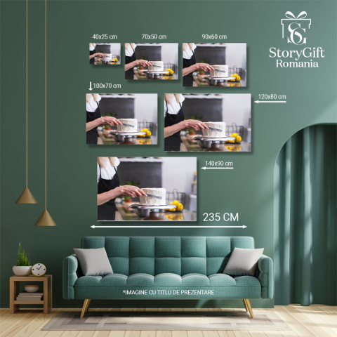 Tablou Canvas Pregatire profesionala de prajituri Un cofetar talentat lucreaza cu mesterie pentru a crea delicii dulci irezistibile. 40x25CM [4]