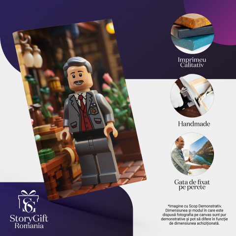 Tablou Canvas:  Pretty Man langa Ghiveci cu Trandafiri Roz intr-un Mediu Rural si Frumos Pictura Digitala 40x25CM [1]