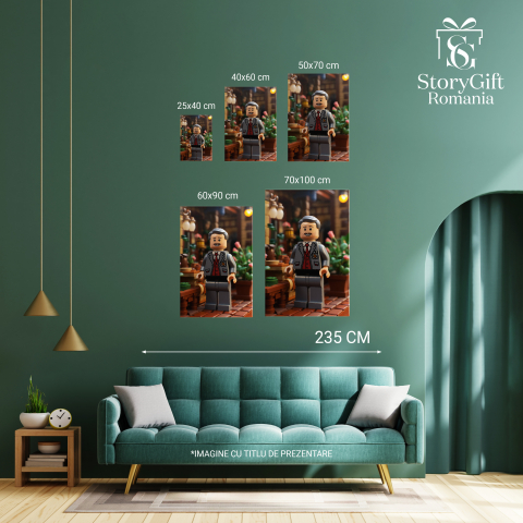 Tablou Canvas:  Pretty Man langa Ghiveci cu Trandafiri Roz intr-un Mediu Rural si Frumos Pictura Digitala 40x25CM [3]