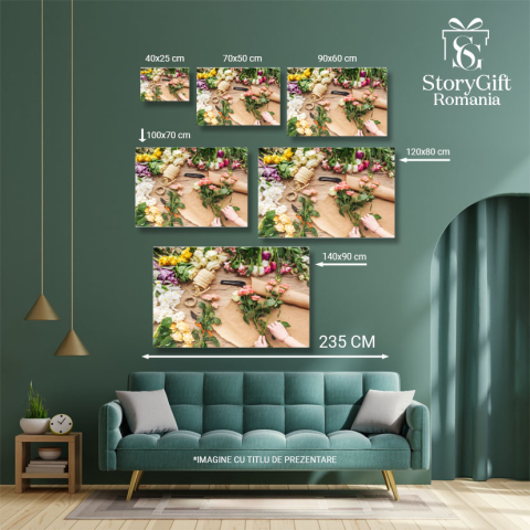 Tablou Canvas - Primavara in Floare - Flori Proaspete intr-un Buquet Minunat 40x25CM [4]