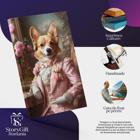  Tablou Canvas Personalizat Print Regal Pe Fotoliu Roz Cu Guler Stil RuffMarime 90x60CM [3]