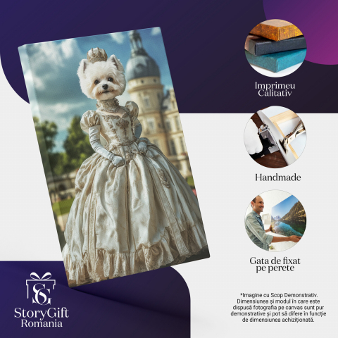  Tablou Canvas Personalizat Prințesa Regală Cu Rochie AlbăMarime 40x25CM [3]