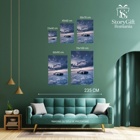 Printre Straturi de Nori - Plimbare cu Mașina Nouă în Întuneric și Lumină Stelară, Marime 40x25CM [2]