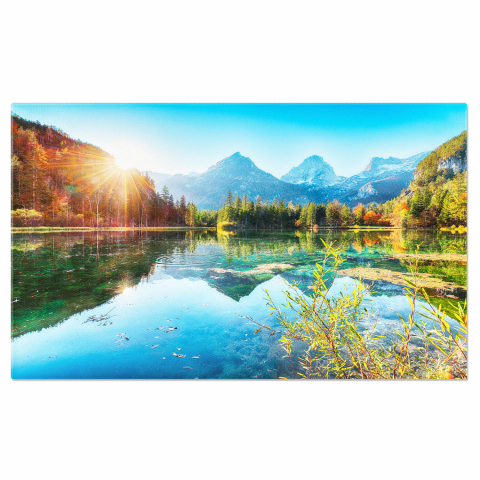 Priveliste de Toamnă la Lacul Schiederweiher – Tablou Canvas, Marime 40x25CM