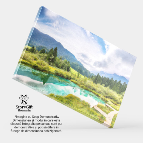 Tablou Canvas Priveliste Fabuloasa de Vara la Lacul Zelenci Slovenia, Natura, Munti Juliani, Vacanta, Apa 1872 40x25CM [3]