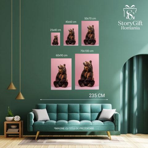 Tablou Canvas Privire Artistică Spre Cer - Urs Grizzly în Calm și Fericire, Marime 40x25CM [3]