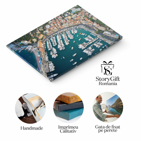 Privire de Sus asupra Portului Ligurian: Atmosferă Marină cu Nave și Iahturi, Marime 40x25CM [1]