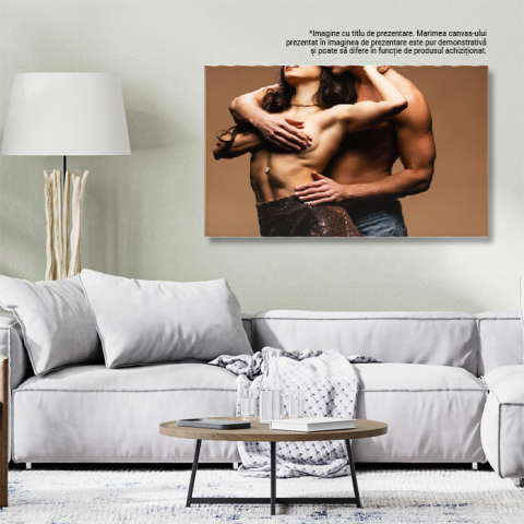 Tablou Canvas Privirea Ascunsa a Prietenului Fara Tricou adult, atractiv, frumusete, iubit, bust, apropiere, cuplu, prietenie, jumatate goal 1529 40x25CM [2]