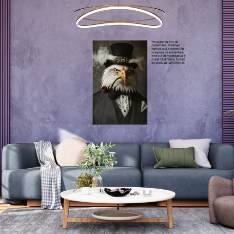 Tablou Canvas Privirea Intensă a Vulturului Plesuv Îmbrăcat în Costum - Fumând din Pipă, Marime 40x25CM [2]