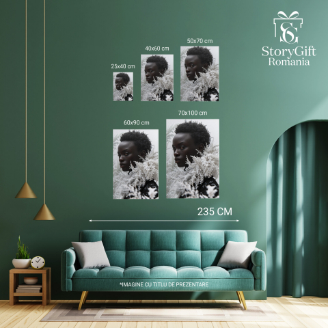 Tablou Canvas - Privirea Personajului Static în Lumea în Continuă Mișcare, Marime 40x25CM [3]