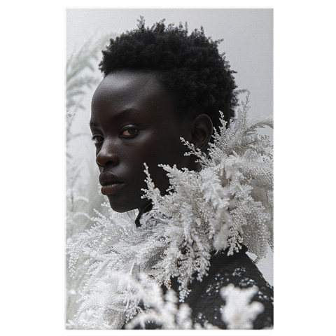 Portret - Tablou Canvas - Privirea Personajului Static în Lumea în Continuă Mișcare, Marime 40x25CM