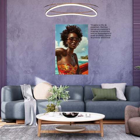 Tablou Canvas - Profil Fată în Lumina Soarelui pe Valuri, Marime 40x25CM [2]