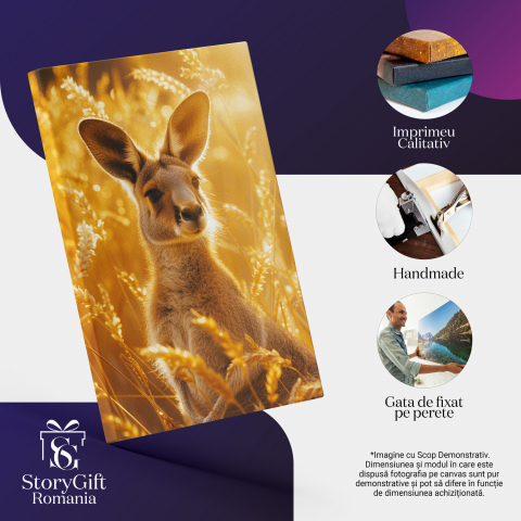 Pui de Cangur cu Urechi Mari în Lan de Spic - Pictură Digitală, Marime 40x25CM [1]