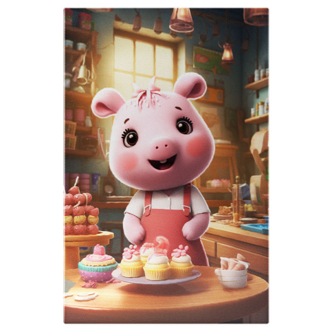 Personaje Desene Animate - Tablou Canvas:  Purceluș și Deserturi- Personaj Animat Pictura Digitala 40x25CM