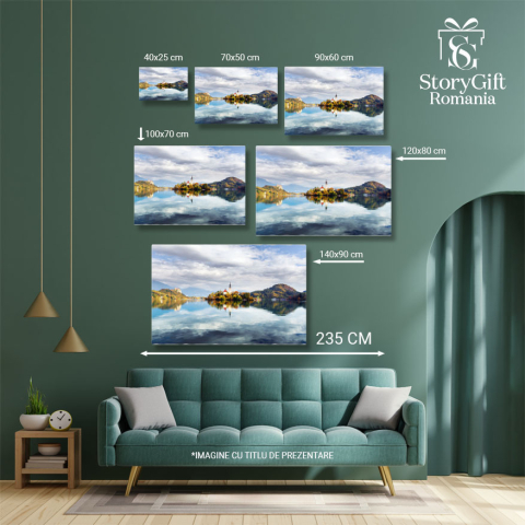 Tablou Canvas Rasarit de Soare Colorat pe Lacul Bled in Alpii Juliene Lac Bled, Slovenia, Alpii Juliene, Peisaj, Natura 1399 40x25CM [4]