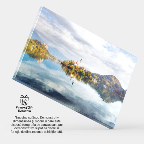 Tablou Canvas Rasarit de Soare Colorat pe Lacul Bled in Alpii Juliene Lac Bled, Slovenia, Alpii Juliene, Peisaj, Natura 1399 40x25CM [3]