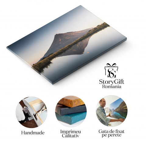 Tablou Canvas - Rasarit pe Lacul Egmont, Noua Zeelanda - Peisaj Linistit si Reflectare Serena 40x25CM [1]