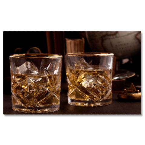 Băuturi - Tablou Canvas Rasfat Cu Bauturi Fine: Whisky si Brandy 40x25CM