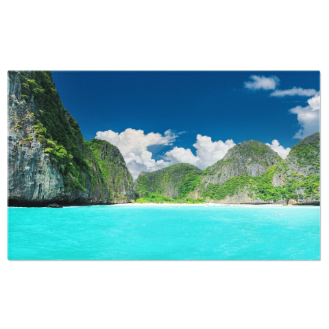 Marimea 90x60CM - Tablou Canvas Rasfatul plajei o laguna fermecatoare cu nisip alb si apa turcoaz, un decor perfect pentru relaxare si aventura. 90x60CM