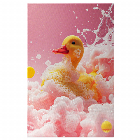 Tablou Canvas Rățușca Jucăușă cu Bule de Săpun, Marime 40x25CM