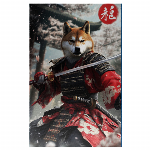 Războinici -  Tablou Canvas Personalizat Războinic Asiatic Cu Armură Și Sabie AlbăMarime 40x25CM