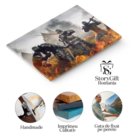 Tablou Canvas: Razboinic Medieval - Armura si Istorie in Lupta Cavalerilor 40x25CM [1]