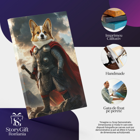  Tablou Canvas Personalizat Războinic Pe Stâncă Cu Armură Din Fier Și Sabie Stil ThorMarime 40x25CM [3]
