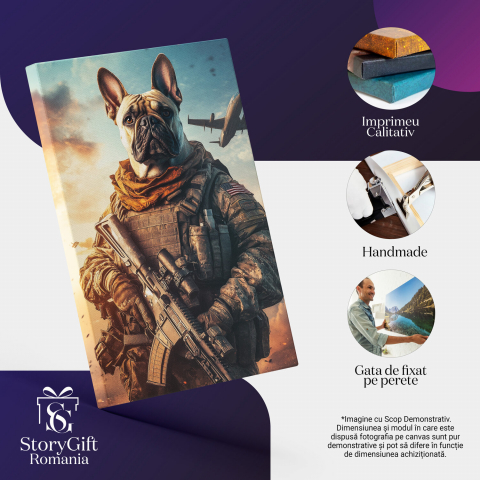  Tablou Canvas Personalizat Soldat American Pe Frontul De Luptă Cu MitralierăMarime 100x70CM [3]