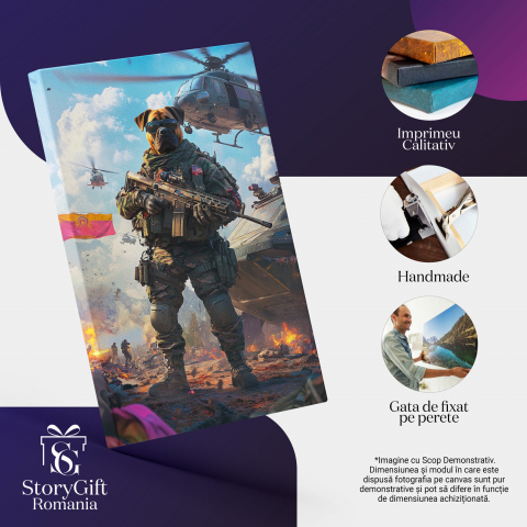  Tablou Canvas Personalizat Soldat American Pe Frontul De Luptă Cu MitralierăMarime 100x70CM [3]