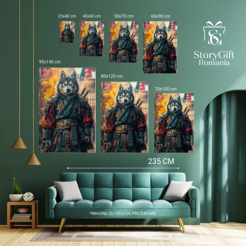  Tablou Canvas Personalizat Războinic Asiatic Cu Armură Colorată Pe Străzile Din JaponiaMarime 100x70CM [5]