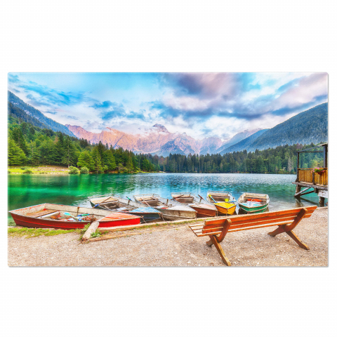 Reflectii la Apusul Lacului Fusine, Marime 40x25CM Apă & Natură - Reflectii la Apusul Lacului Fusine, Marime 40x25CM