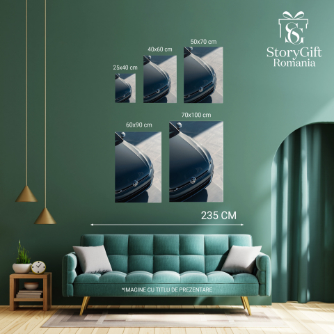 Tablou Canvas - Reflexia Eleganței Volkswagen și Jocul de Lumini, Marime 40x25CM [3]