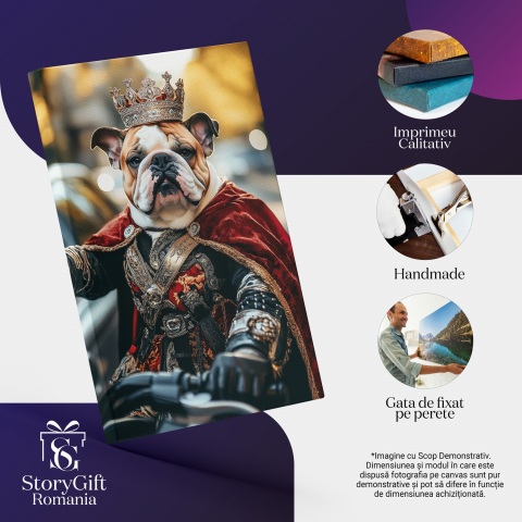  Tablou Canvas Personalizat Rege Pe Motocicletă În TraficMarime 40x25CM [3]