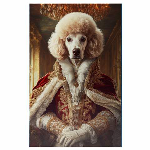 Personalizate cu Animalul Tau -  Tablou Canvas Personalizat Rege Regal Cu Haină De Blană Roșie Și Medalion De AurMarime 140x90CM