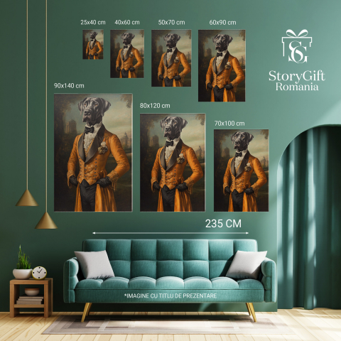  Tablou Canvas Personalizat Rege Regal Cu Sacou Portocaliu Și Floare RozMarime 40x25CM [5]