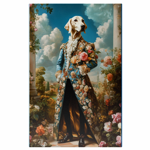 Flori - Tablou Canvas Personalizat - Animal Rege în Ținută Florală cu Guler Alb
Marime 40x25CM